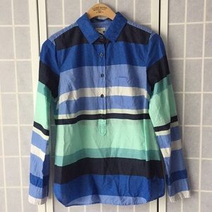 J. CREW Tunic Shirt color blocked striped blue aqua green 6
